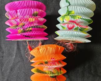 Vintage HandPainted Paper Lanterns Set