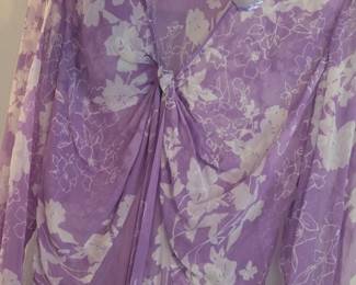Lane Bryant Lavender Floral Silk Dress Set third image