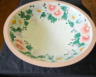 Vintage HandPainted Floral Wood Bowl second image