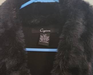 Black Faux Fur Trimmed Cape second image