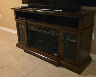 Dark Wood Electric Fireplace TV Stand second image