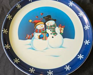 Snowman Couple Platters, set of