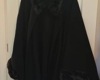 Black Faux Fur Trimmed Cape