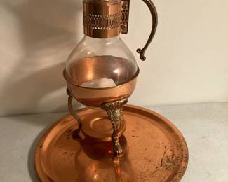 Caraffe w warmer on copper tray