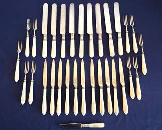 Landers Frary & Clark Aetna Works sterling silver and pearl handled 19th century Victorian flatware set