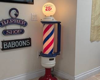 Beautifully restored antique barber pole