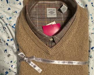Latitude by Northern Isles Men's V-Neck Sweater Vest and Plaid Shirt Set