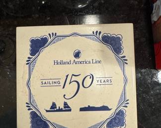 Holland America Line "Sailing 150 Years" Commemorative Delft Tile Coaster