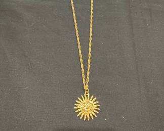 Gold Tone Sun Pendant Necklace
