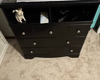 Black 3-Drawer Dresser with Open Shelf