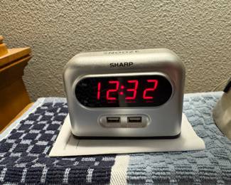 Sharp Digital Alarm Clock with Dual USB Charging Ports