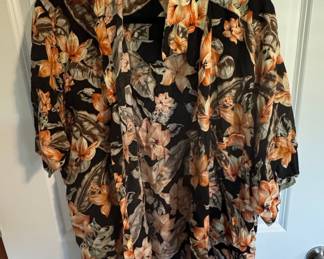 John Henry "Vivat" Black Floral Hawaiian Shirt
