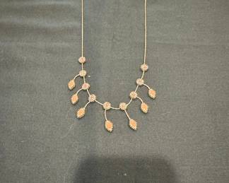 Gold-tone Necklace with Pink and Orange Enamel Pendants
