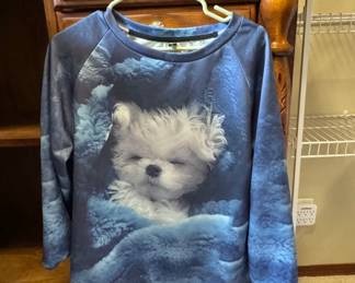 All-Over Print Pullover Sweatshirt with Bichon Frise Graphic