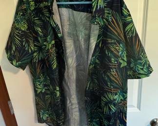 Men's Tropical Leaf Print Short-Sleeve Button-Up Shirt