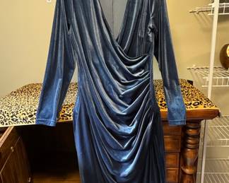 DIRASS Women's Velvet Ruched Wrap Dress