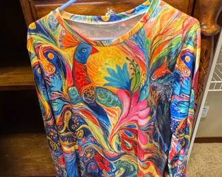Psychedelic Peacock Print Long-Sleeve Shirt