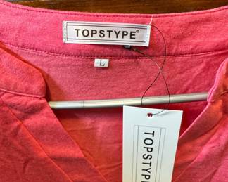 Topstype Women's V-Neck Roll-Tab Sleeve Top