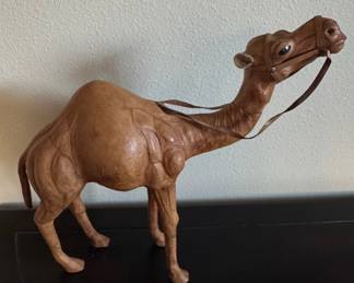 Vintage Leather Wrapped Camel Figurine