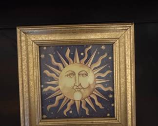 Vintage Mary Beth Zeitz Celestial Sun Framed Art Print