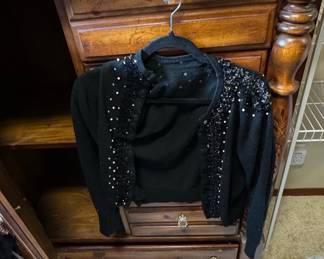 Black Sequin and Beaded Cardigan