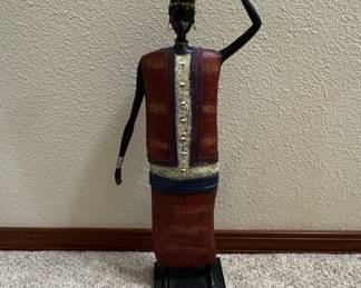African Woman Carrying Basket Figurine - Polystone