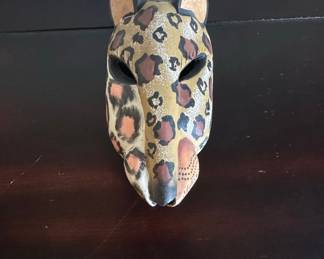 Hand-Painted Ceramic Jaguar Mask