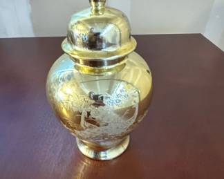 Gilt Bronze Ginger Jar with Landscape Scene