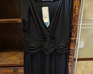Calvin Klein Black Ruched V-Neck Dress