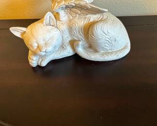 Sleeping Cat Angel Statue