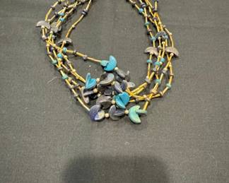 Zuni Multi-Strand Fetish Necklace with Turquoise and Lapis Lazuli