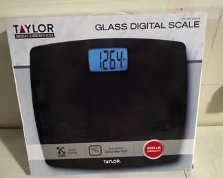 Taylor Glass Digital Scale with Carbon Fiber Finish and 500 LB Capacity