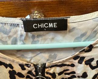 CHICME Women's Animal Print Zipper Neck Top