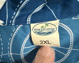 Ocean Blue Apparel Men's Nautical Print Short Sleeve Button-Up Shirt