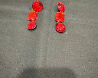 Red Faceted Resin Dangle Earrings