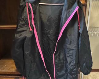 Women's Black and Pink Hooded Windbreaker Jacket