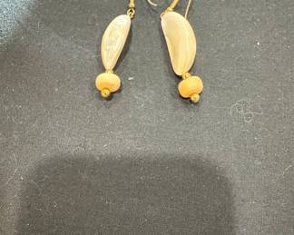 Mother of Pearl and Stone Dangle Earrings