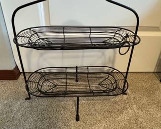Black Wrought Iron 2-Tier Fruit Basket Stand