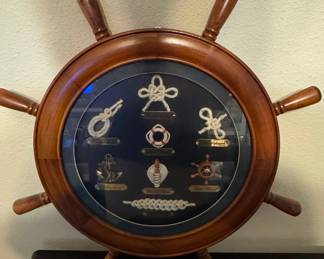 Nautical Knots Shadow Box with Ship's Wheel