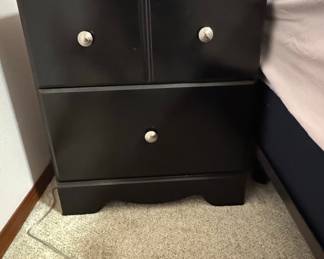 Signature Design by Ashley Shay Black Two-Drawer Nightstand with Silver Knobs