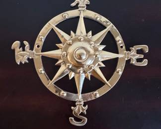 Brass Compass Rose Decorative Plaque