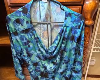 Liz Claiborne Women's XL Floral Print Cowl Neck Top