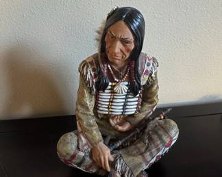 Native American Chief Figurine with Pipe