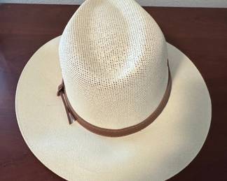 Stetson Tallahassee Shantung Straw Fedora Hat with Leather Band