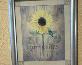 Framed Sunflower Print with "Formositas" Text