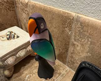 Hand-Painted Ceramic Toucan Figurine