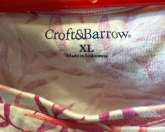 Croft & Barrow Women's Leaf Print T-Shirt - Pink/Red