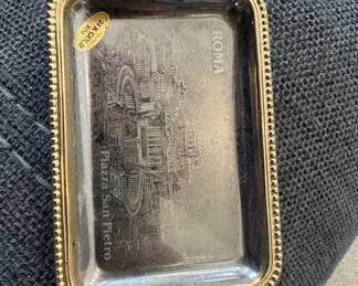 24K Gold Rimmed Souvenir Tray - Piazza San Pietro, Rome