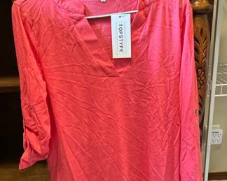 Topstype Women's V-Neck Roll-Tab Sleeve Top