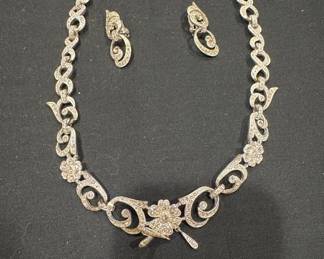 Rhinestone Necklace and Earring Set